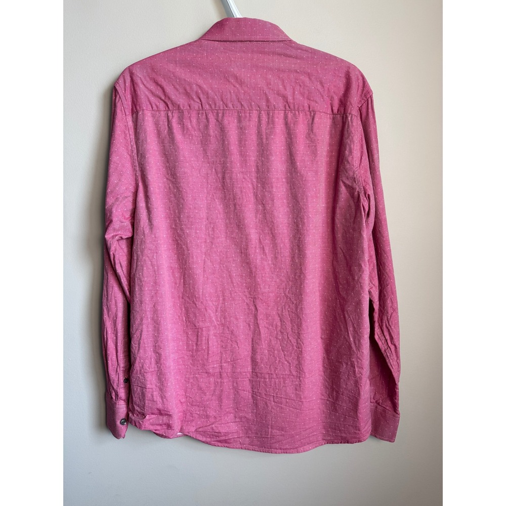 John Lennon Pink Polka Dot Long Sleeve Button Down Shirt Mens Large Preppy - Picture 7 of 16